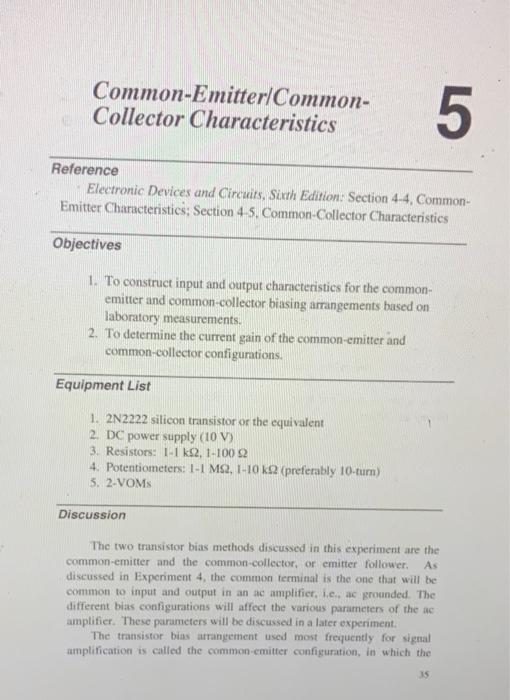 Common Emitter Common Collector Characteristics 5 Reference Electronic Devices And Circuits Sixth Edition Section 4 4 1