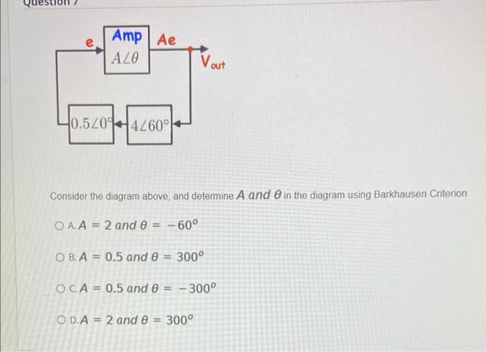 Uestion Amp Ae E Aze Vout 0 52094260 Consider The Diagram Above And Determine A And In The Diagram Using Barkhausen Cr 1