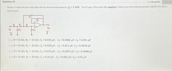 Question 17 Design An Active Filter With The Following Attenuation Specifications Relative Attenuation 3db O Forf 2