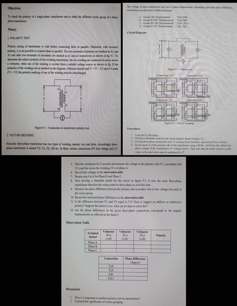 Objectives Line Voltage Of Some Transformer May Have A Plus Displacement Depending Upon This Phase Difference Transfor 1