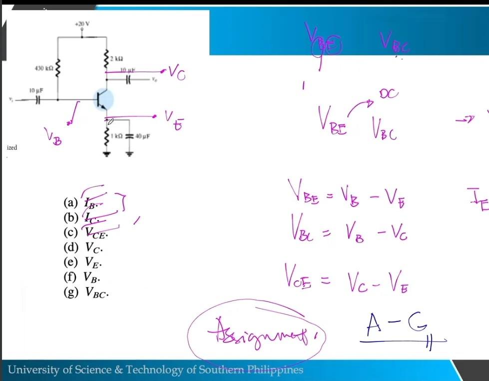 Attach A Complete Solution For The Emitter Bias Circuit From A G Problem Use Beta 50 For The Problem 20 V 4300 22 2