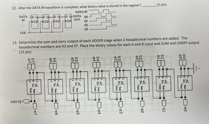 5 Pts 12 After The Data In Waveform Is Complete What Binary Value Is Stored In The Register Data In Data Do D Ql 1