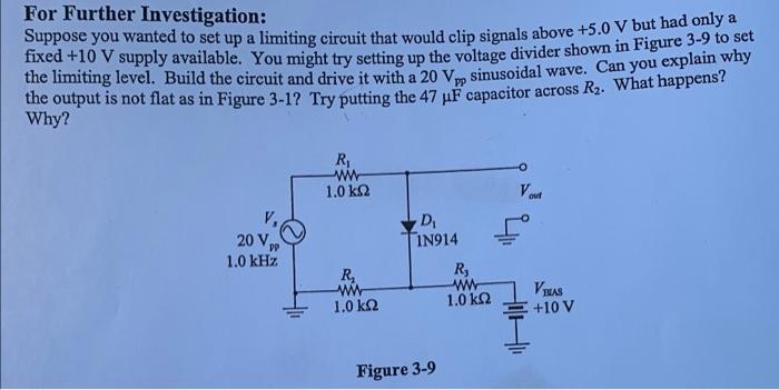 For Further Investigation Suppose You Wanted To Set Up A Limiting Circuit That Would Clip Signals Above 5 0 V But Had 1