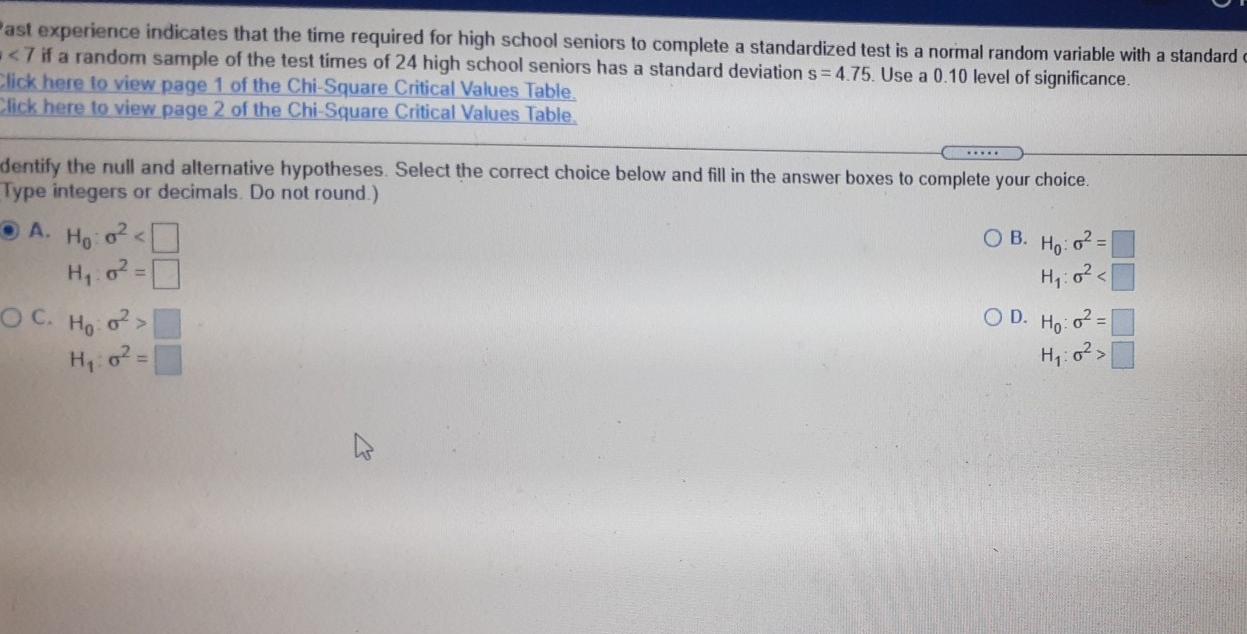 Past Experience Indicates That The Time Required For High School Seniors To Complete A Standardized Test Is A Normal Ran 1