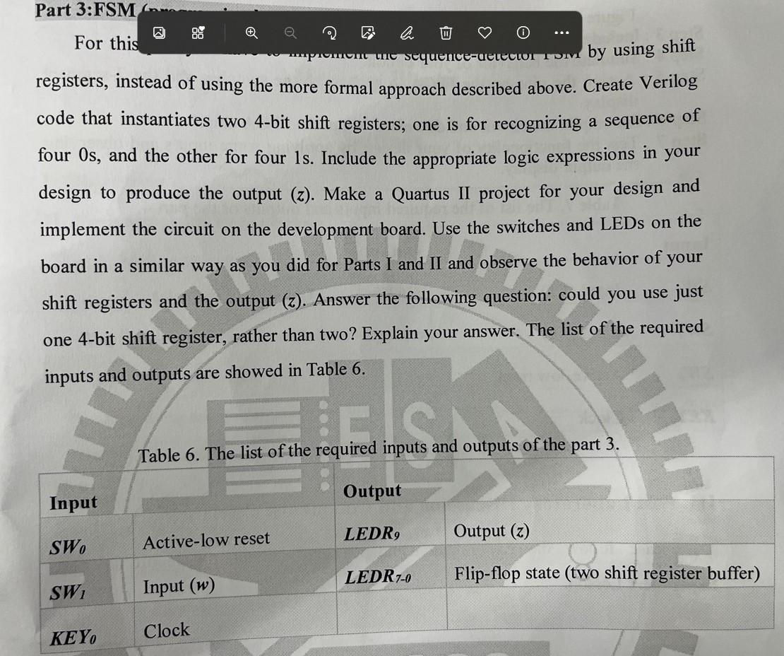 By Using Shift Part 3 Fsm A W For This Pomem Me Sequence Elector Tom Registers Instead Of Using The More Formal Approac 1