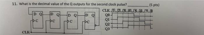 11 What Is The Decimal Value Of The Qoutputs For The Second Clock Pulse 5 Pts Clk Jil2l3lalblbfl8 Do D Do Dol C P 1