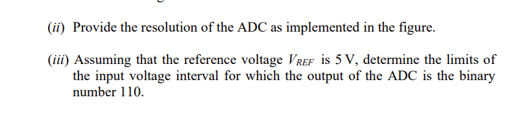 Ii Provide The Resolution Of The Adc As Implemented In The Figure Iii Assuming That The Reference Voltage Vref Is 5 1