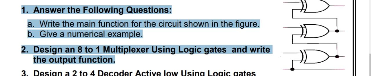 1 Answer The Following Questions A Write The Main Function For The Circuit Shown In The Figure B Give A Numerical E 1