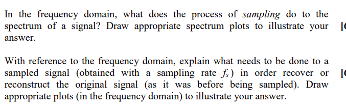 In The Frequency Domain What Does The Process Of Sampling Do To The Spectrum Of A Signal Draw Appropriate Spectrum Plo 1