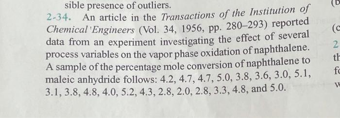C Sible Presence Of Outliers 2 34 An Article In The Transactions Of The Institution Of Chemical Engineers Vol 34 1 1