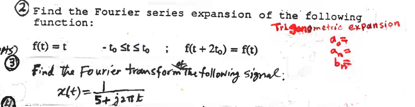 Find The Fourier Series Expansion Of The Following Function Trigang Metric Expansion To St Sto F T 2to F T M5 1