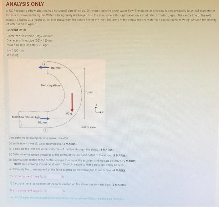Analysis Only A 180 Reducing Elbow Attached To A Honzontal Pipe Dinlet Dia 01 Mm Is Used To Direct Water Flow The Di 1
