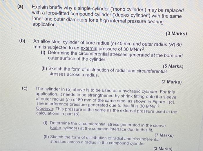 A Explain Briefly Why A Single Cylinder Mono Cylinder May Be Replaced With A Force Fitted Compound Cylinder Dupl 1