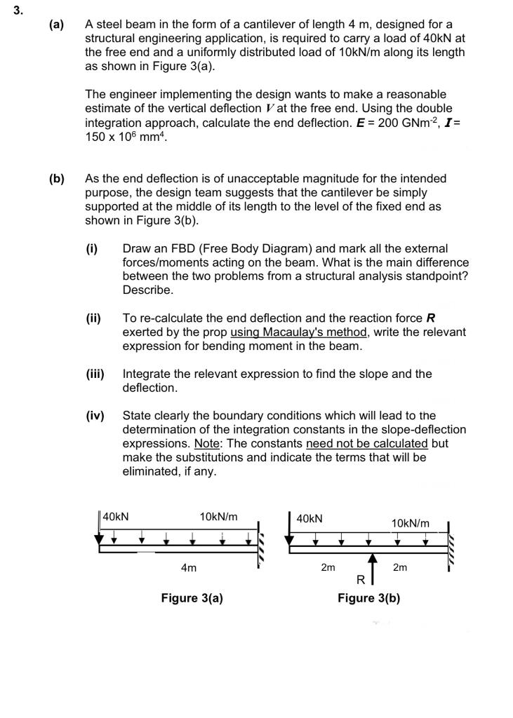 3 A A Steel Beam In The Form Of A Cantilever Of Length 4 M Designed For A Structural Engineering Application Is Req 1
