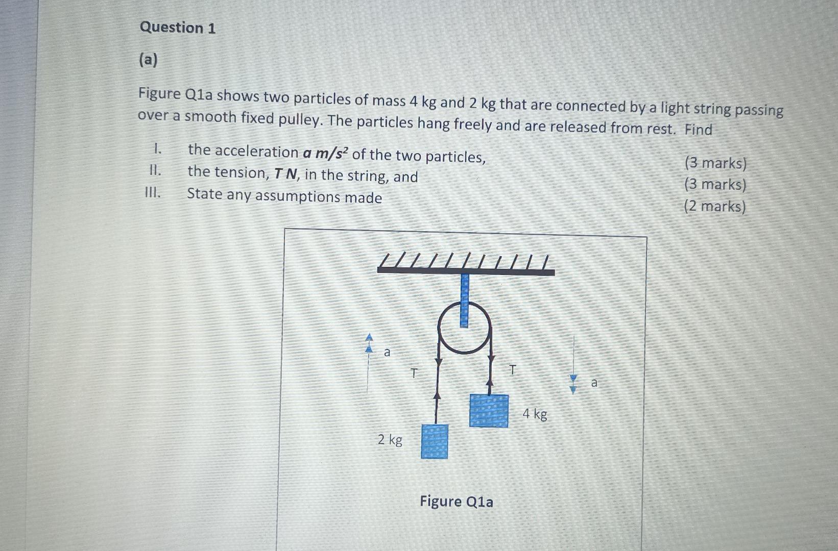 Question 1 A Figure Qla Shows Two Particles Of Mass 4 Kg And 2 Kg That Are Connected By A Light String Passing Over A 1