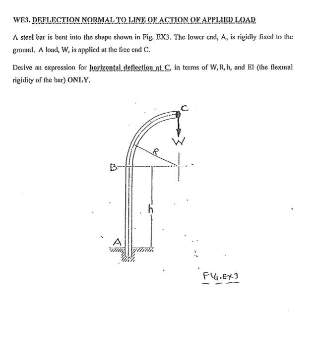 We3 Deflection Normal To Line Of Action Of Applied Load A Steel Bar Is Bent Into The Shape Shown In Fig Ex3 The Lower 1