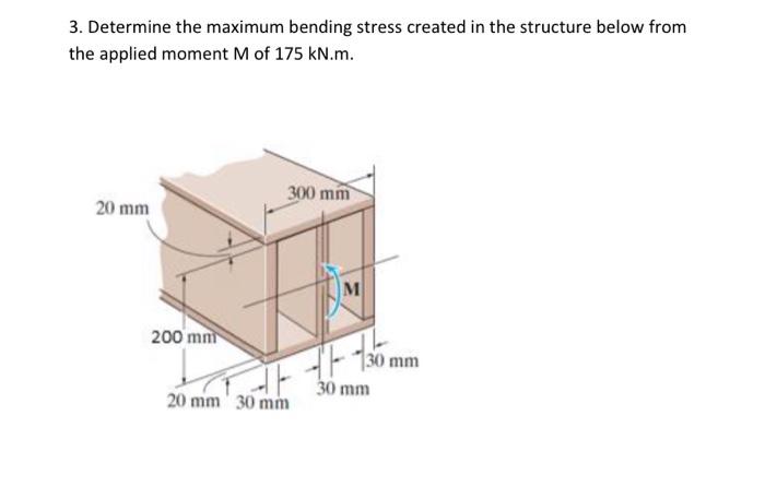 3 Determine The Maximum Bending Stress Created In The Structure Below From The Applied Moment M Of 175 Kn M 300 Mm 20 1