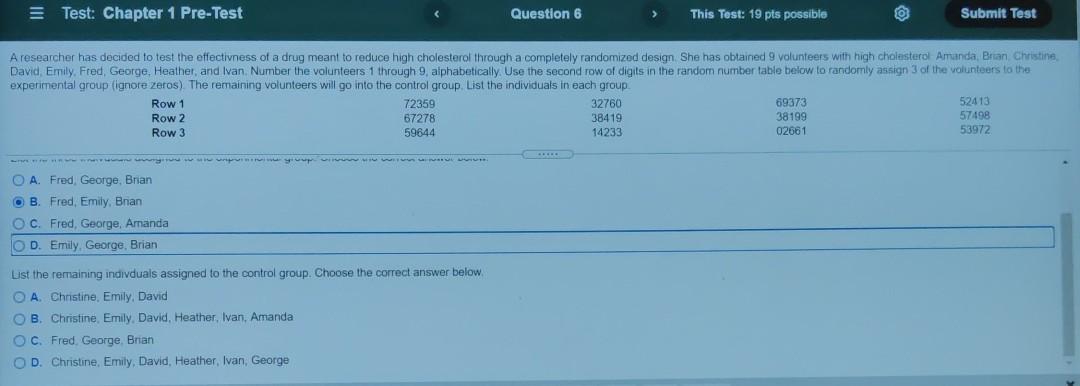 Test Chapter 1 Pre Test Question 6 This Test 19 Pts Possible Submit Test A Researcher Has Decided To Test The Effect 1