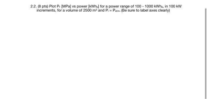 2 2 8 Pts Plot P Mpa Vs Power Kwh For A Power Range Of 100 1000 Kwh In 100 Kw Increments For A Volume Of 250 1
