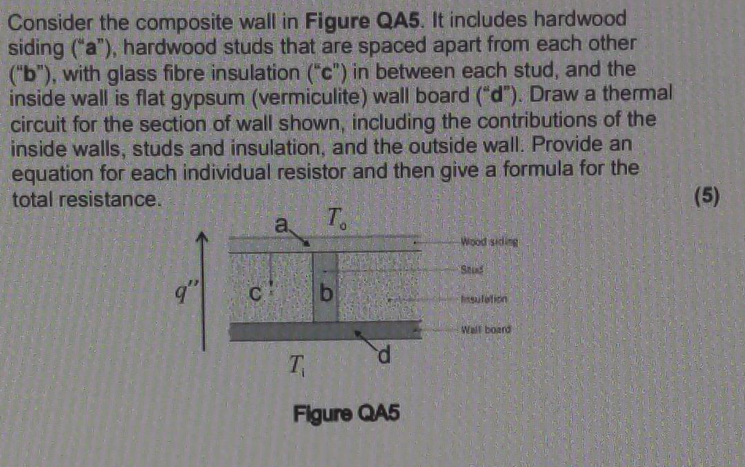 Consider The Composite Wall In Figure Qa5 It Includes Hardwood Siding A Hardwood Studs That Are Spaced Apart From 1