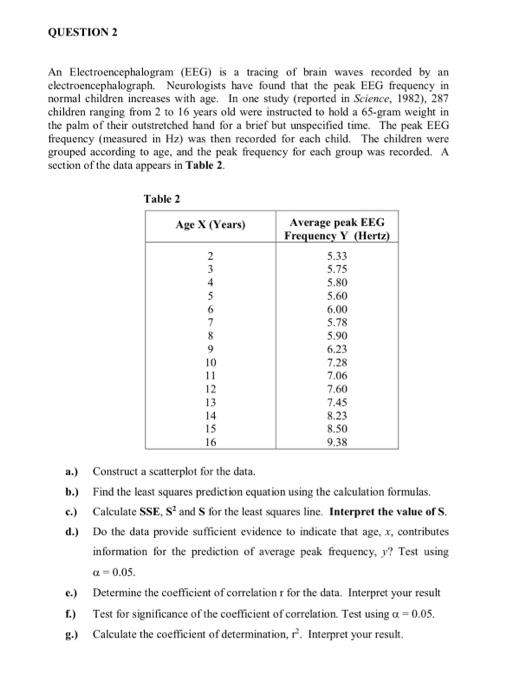 Question 2 An Electroencephalogram Eeg Is A Tracing Of Brain Waves Recorded By An Electroencephalograph Neurologists 1