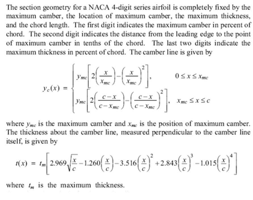 The Section Geometry For A Naca 4 Digit Series Airfoil Is Completely Fixed By The Maximum Camber The Location Of Maximu 1