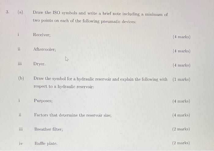 3 A Draw The Iso Symbols And Write A Brief Note Including A Minimum Of Two Points On Each Of The Following Pneumatic 1