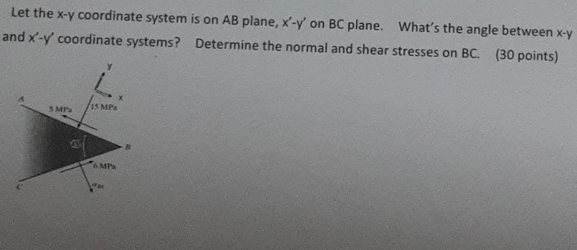 Let The X Y Coordinate System Is On Ab Plane X Y On Bc Plane What S The Angle Between X Y And X Y Coordinate Systems 1