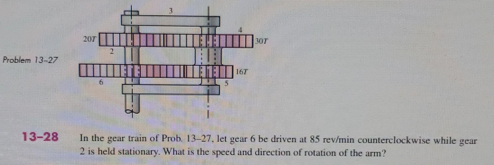 3 1 14 1 2 Problem 13 27 An 167 In The Gear Train Of Prob 13 27 Let Gear 6 Be Driven Al 85 Rev Min Counterclockwise 1