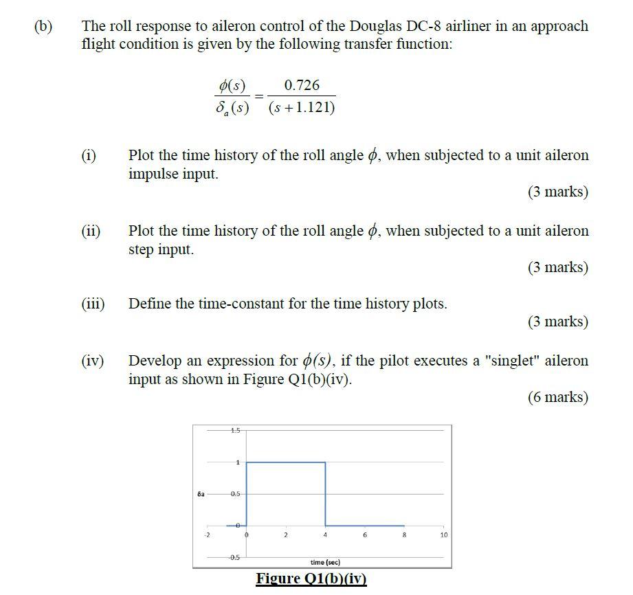 B The Roll Response To Aileron Control Of The Douglas Dc 8 Airliner In An Approach Flight Condition Is Given By The Fo 1