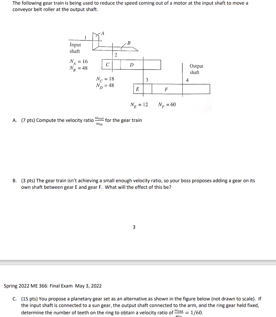 The Following Gear Train Is Being Used To Reduce The Speed Coming Out Of A Motor At The Input Shaft To Move A Conveyor B 1