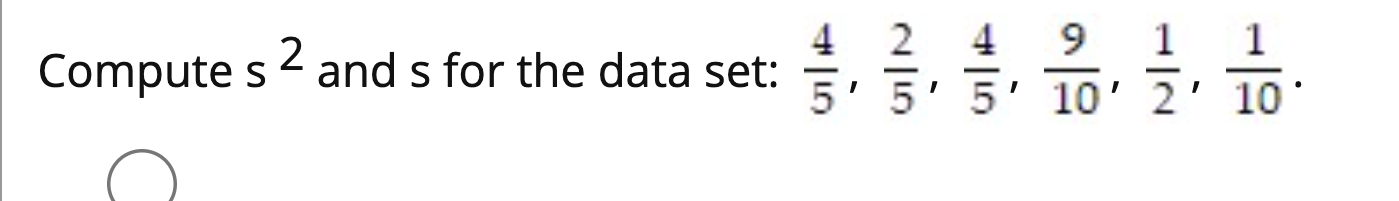 2 Computes And S For The Data Set 4 2 4 9 1 1 5 5 5 5 10 2 10 1