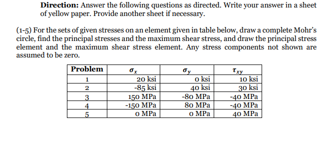 Direction Answer The Following Questions As Directed Write Your Answer In A Sheet Of Yellow Paper Provide Another She 1