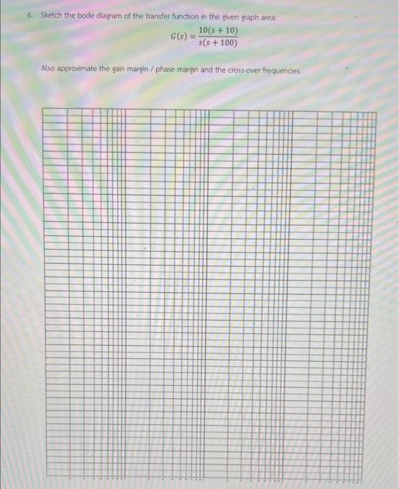 6 Sketch The Bode Diagram Of The Transfer Function In The Given Graph Area 10 S 10 G S 5 8 100 Also Approxima 1