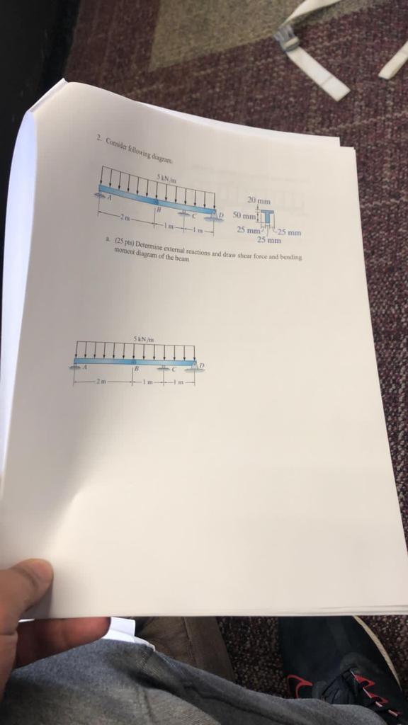 2 Consider Following 20 Mm 50 Mm 25 Mm 25 Mm 25 Mm 5 Ps Determine External Reactions And Drawshear Force And Bending M 1