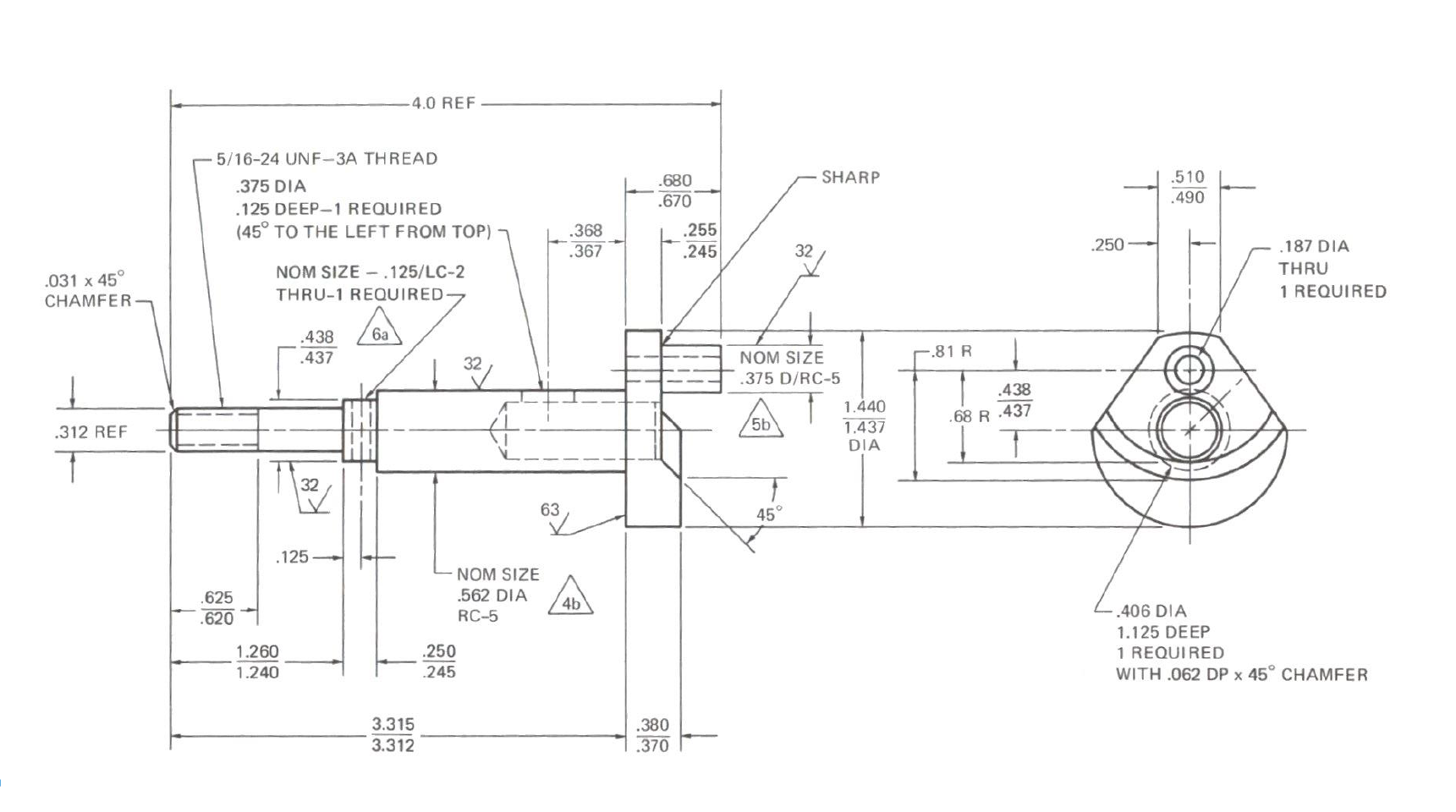 4 0 Ref Sharp 5 16 24 Unf 3a Thread 375 Dia 125 Deep 1 Required 45 To The Left From Top 680 670 510 490 368 3 1