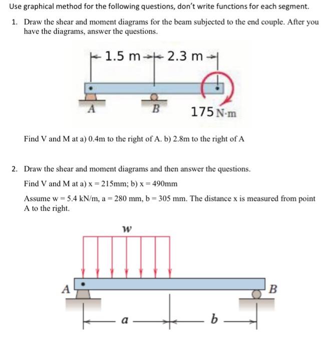 Use Graphical Method For The Following Questions Don T Write Functions For Each Segment 1 Draw The Shear And Moment D 1
