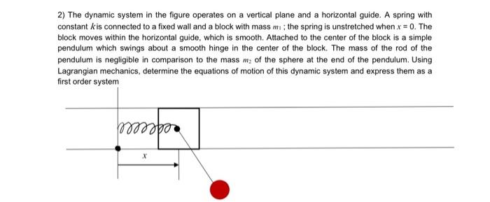 2 The Dynamic System In The Figure Operates On A Vertical Plane And A Horizontal Guide A Spring With Constant Kis Conn 1
