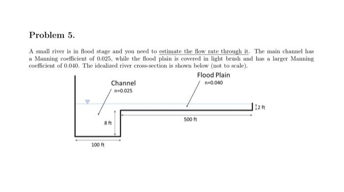 Problem 5 A Small River Is In Flood Stage And You Need To Estimate The Flow Rate Through It The Main Channel Has A Man 1