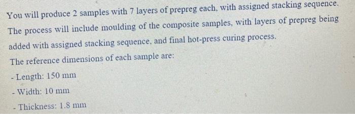 You Will Produce 2 Samples With 7 Layers Of Prepreg Each With Assigned Stacking Sequence The Process Will Include Moul 1