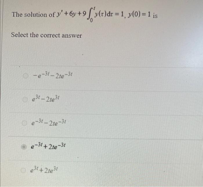 Ens The Inverse Laplace Transform Of F S S S 1 Is Select The Correct Answer 1 E 1 Ult 1 1 Et 1 Ult 1 1 Eult 1 2