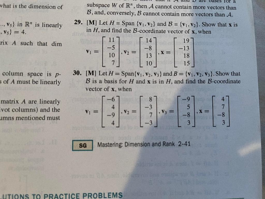 Ses For A What Is The Dimension Of Vs In R Is Linearly Vs 4 Rix A Such That Dim Subspace W Of R Then A Canno 1