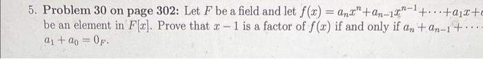 5 Problem 30 On Page 302 Let F Be A Field And Let F X Anx On 12 1 12 Be An Element In Fc Prove That 3 1 I 1
