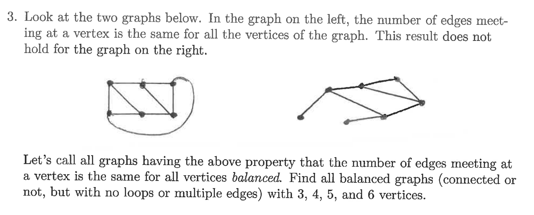 3 Look At The Two Graphs Below In The Graph On The Left The Number Of Edges Meet Ing At A Vertex Is The Same For All 1