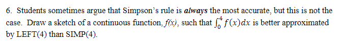 6 Students Sometimes Argue That Simpson S Rule Is Always The Most Accurate But This Is Not The Case Draw A Sketch Of 1
