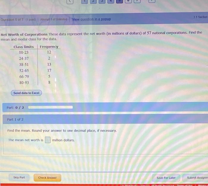 U 3 1 Section Question 6 Of 7 Por Anemot 1 Of Unlimited View Question In A Popup Net Worth Of Corporations These Data R 1