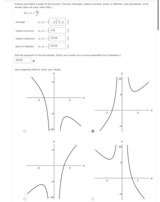 Analyse And Sketch A Graph Of The Function Find Any Intercepts Relative Extrema Points Of Infections And Asymptotes 2