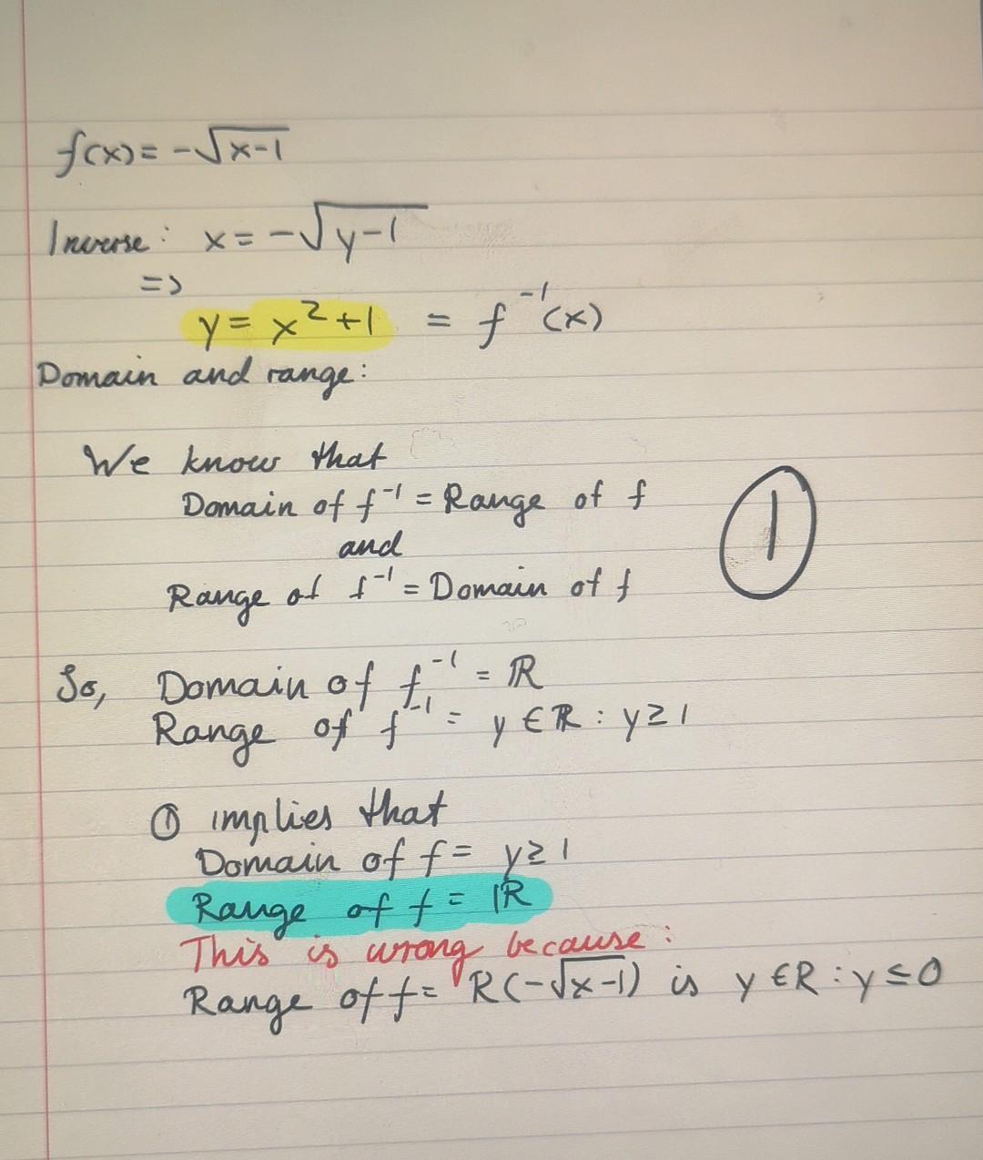 F X X 1 Syl Inverse X Y X 1 F X X Domain And Range 1 0 We Know That Domain Off Range Of F And Range 1