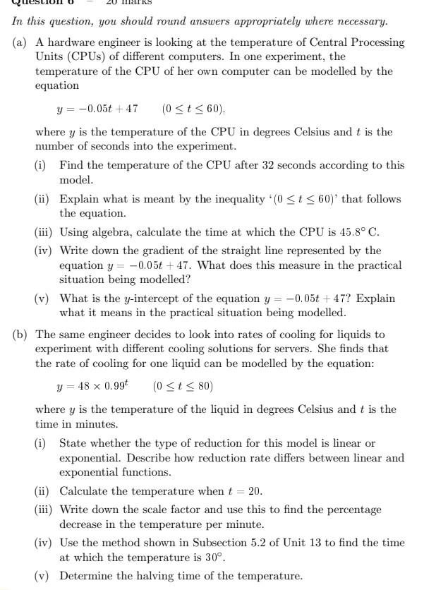 In This Question You Should Round Answers Appropriately Where Necessary A A Hardware Engineer Is Looking At The Temp 1