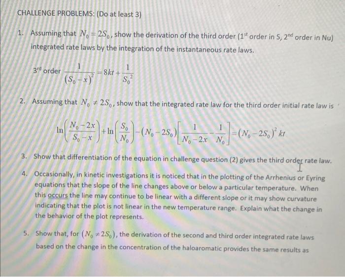 Challenge Problems Do At Least 3 1 Assuming That N 25 Show The Derivation Of The Third Order 1 Order In S 2nd Or 1